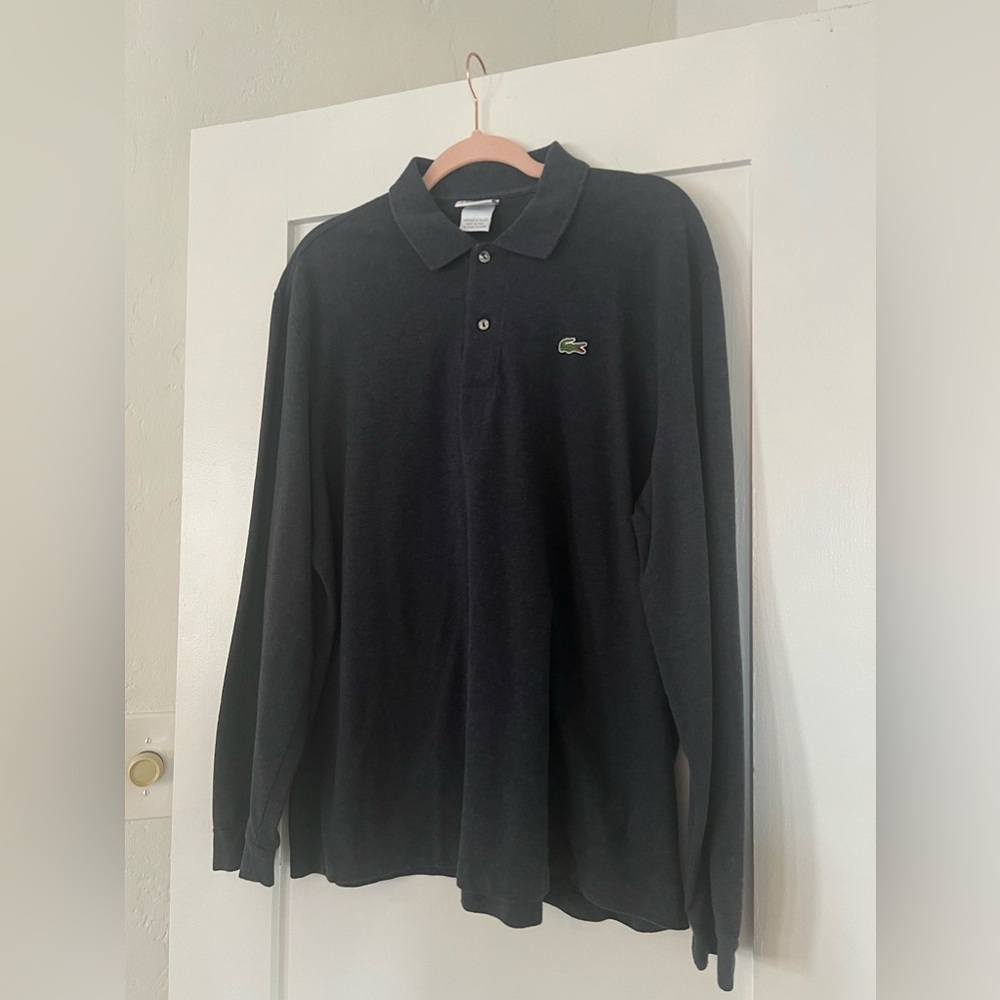 Men’s Lacoste Long Sleeve Polo in Blue/Gray
